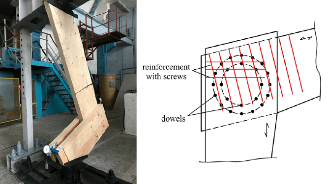 Eaves frame assembly made of LVL beam on pins with screw reinforcement | Osnovnoy Moment (OsnoM)